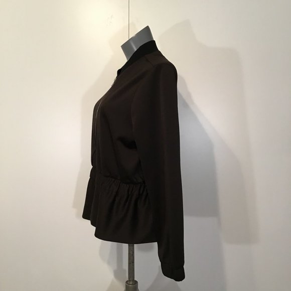 Lea & Viola Lounge Black Peplum Zip Up Jacket Size L - Picture 6 of 10